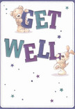 The cheerful spirit of community in Slough is captured in this get well card, illustrated with infectious playfulness and affection. On a soft, creamy background, two adorable figures-a cuddly teddy bear and a floppy-eared puppy-seem to spring to life, each balancing or supporting the oversized, vividly coloured letters that spell 'Get Well.' Indigo and teal tones in the bold typography catch the eye, mirroring the gentle vibrancy and optimism that fresh local flowers bring into a room. Speckled across the card are scattered stars in dusky blue and lavender, their sparkle reminiscent of the hopeful notes sent with each flower delivery from Flowers Slough to nearby neighbourhoods and hospitals. The fur of both bear and puppy is drawn with such inviting softness, one can almost feel their comforting, embrace-like warmth-a tactile kindness that words alone cannot express. This card isn't just a message; it's an emotional balm, much like a well-crafted bouquet whose colours, textures, and scents lift spirits and offer solace. A perfect complement to a flower delivery along Windsor Road or sent to a loved one's home, this card makes every well wish tangible and heartfelt.